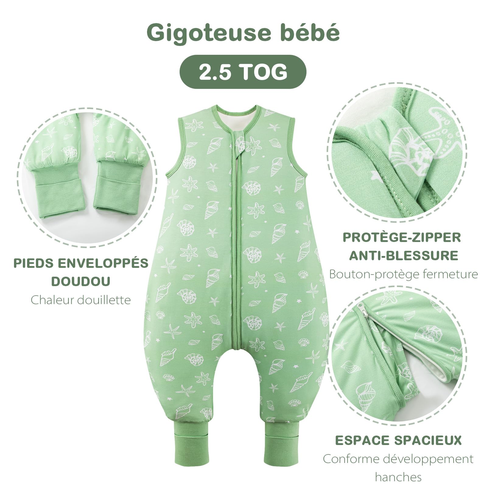 ToyaTec Gigoteuse pour bébé 2,5 Tog en Rayonne Ultra Douce en Bambou, Gigoteuse en Fibre de Bambou pour bébé, Couverture de Couchage Automne-Hiver