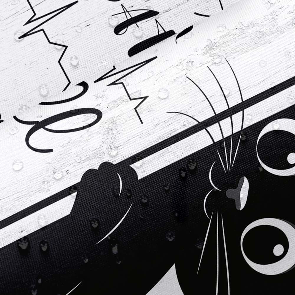 JAWO Funny Black Cat Shower Curtain, Welcome to The Bathroom Rustic Farmhouse Fabric Shower Curtain Set with Hooks, Cute Kitten Animal Waterproof Bath Curtain for Bathroom Decor,12pcs Hooks, 70X78 in