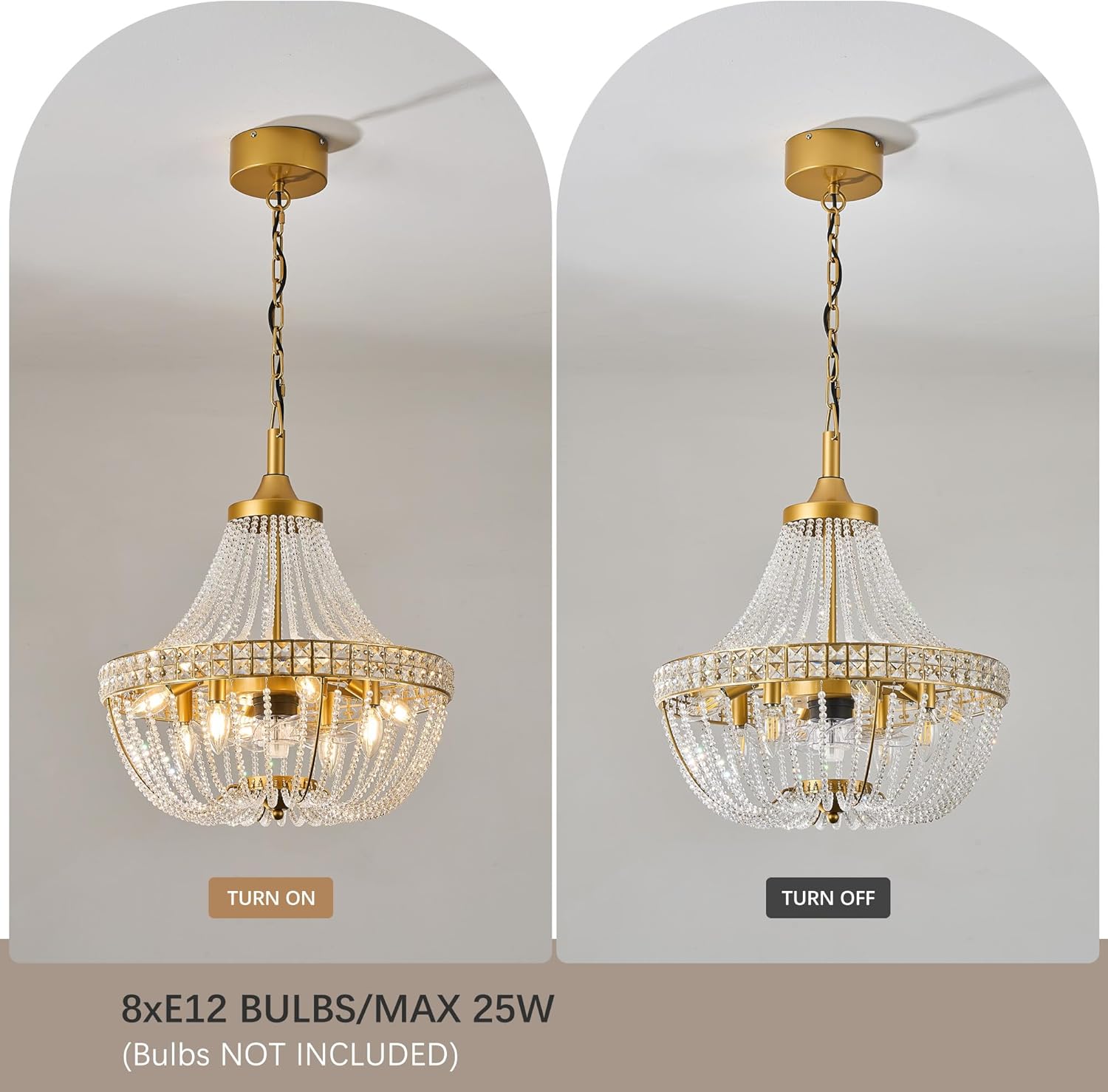 20 inch Chandelier Fan, Luxury Crystal Ceiling Fan with Lights, Remote/APP Controlled, 7 Blades Invisible Fan for Bedoom, Dining Room, (Gold, 20" Luxurious Style)