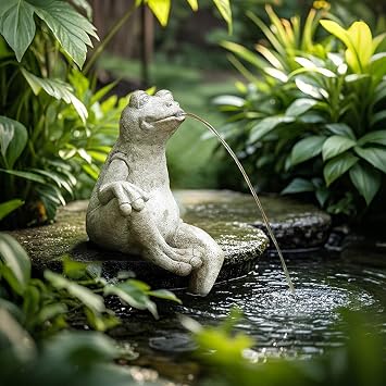 Whimsical Animal Pond Spitter, Spitters for Small Ponds, Fish Pond Water Circulation Outlet Landscaping, Outdoor Water Feature Statue for Garden, Yard, Lawn