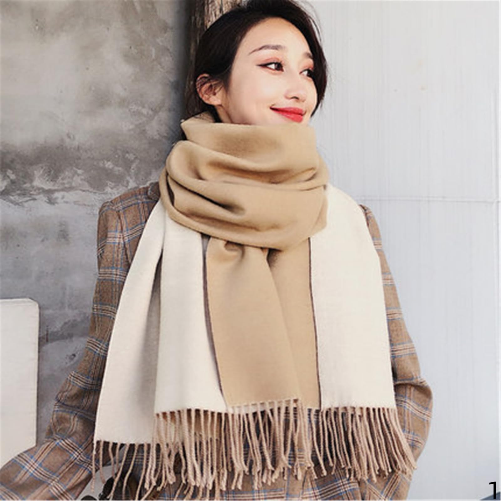 Foulard Donna Sciarpa Lunga E Calda, Versatile, A Doppia Faccia, Da Donna, Per Studenti Uomini Adatti All'autunno All'inverno