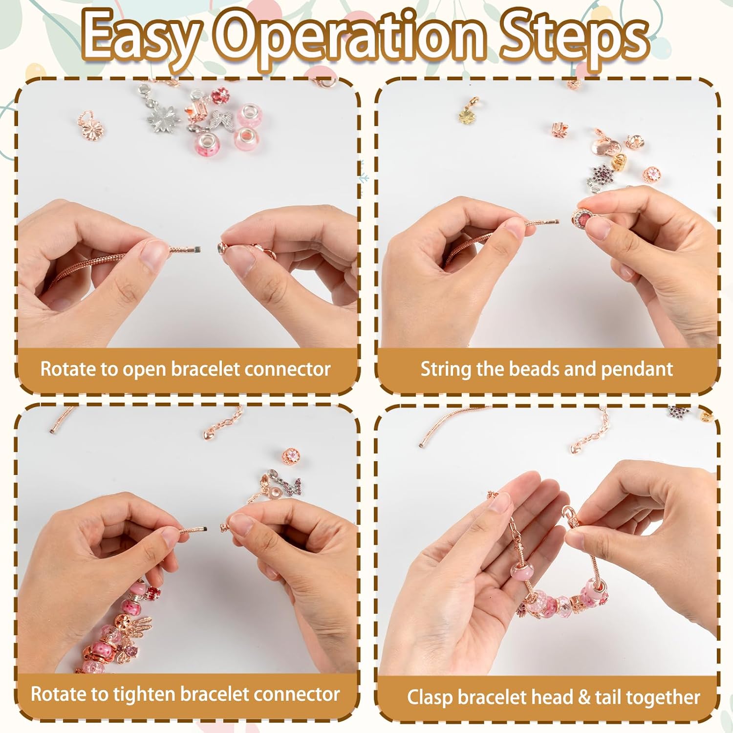 Advent Calendar Charm Bracelets 2025 for Girls, 24 Days Christmas Countdown Calendar with Rose Gold DIY Bracelets Jewelry Making Kit for Xmas Gift Kids Teens Adults - Image 6