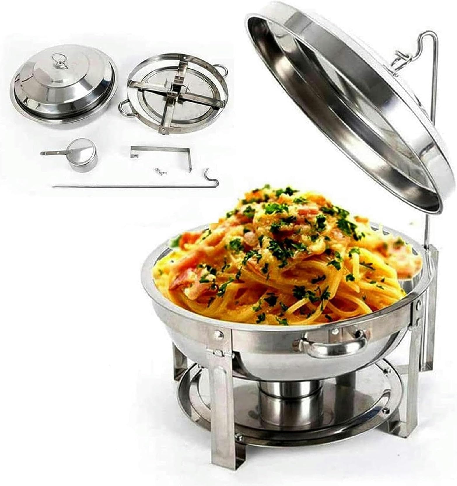 Chafing Dish in Acciaio Inox,Set di Chafing Dish Scaldavivande A Buffet,con Teglie per Alimenti E Porta-Combustibile,Set Professionale Scaldavivande per Catering,Buff
