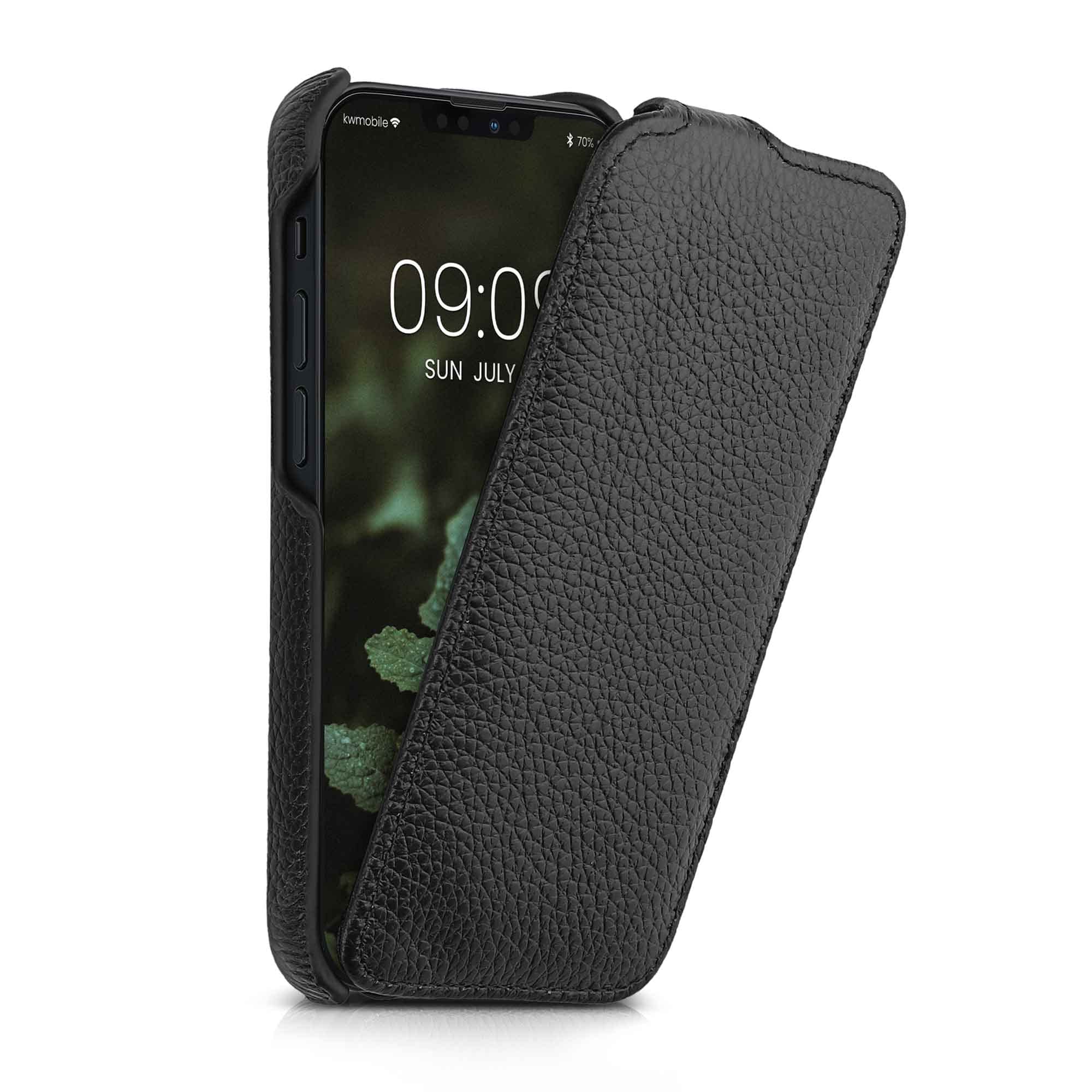 kalibri Custodia a Flip Ultra Slim Custodia compatibile con Apple iPhone 13 mini - Pelle Custodia protettiva Case in nero