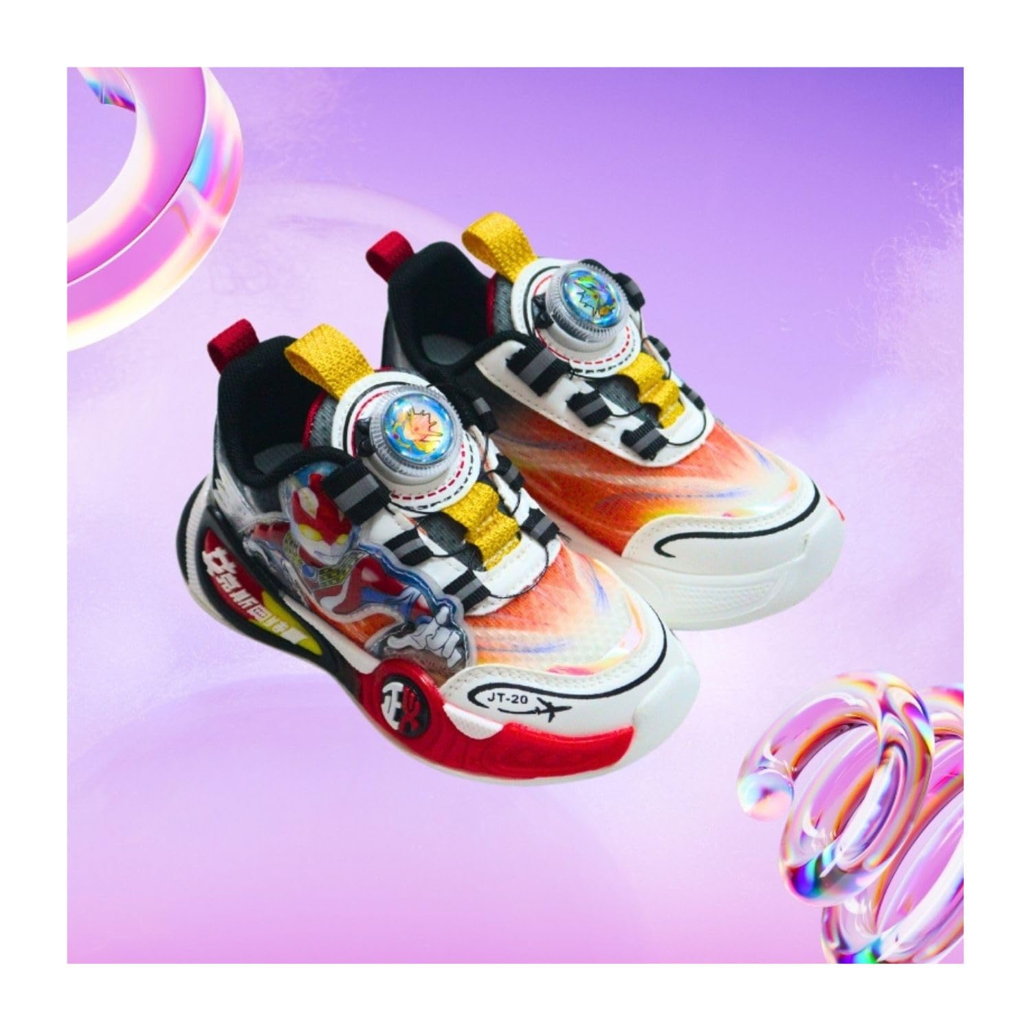 MOON MAMA Velcro Closure Light Sneakers Shoes, Kids Light-Up Sneakers with Velcro Closure, Holographic & Colorful Design, Shoes for Kids 5 71eE8bKysCL. SL1500