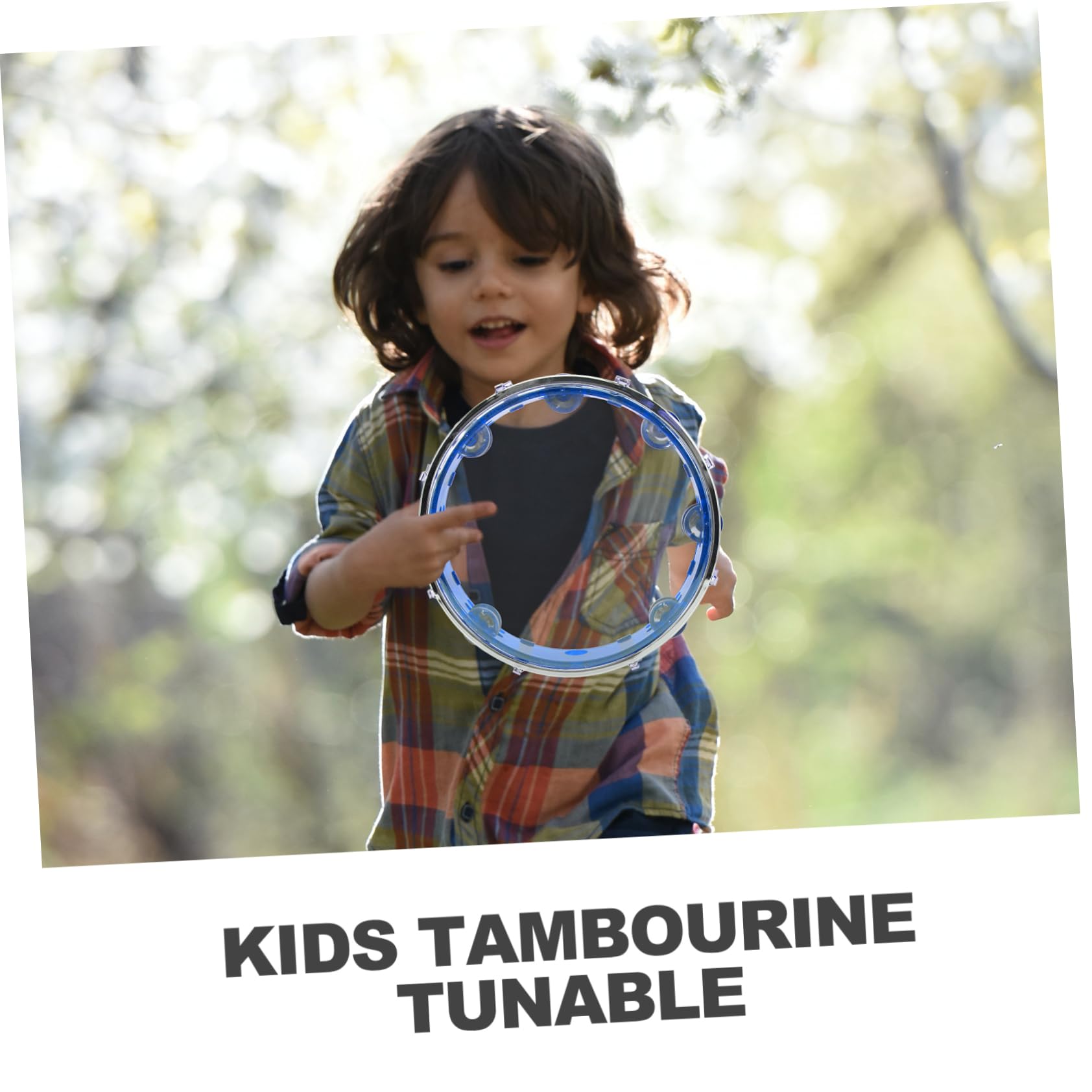 Tambourine per Mano Strumento Musicale Percussione Leggero Sonoro Resistente per Feste e Attività Allaperto Blu
