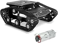 Vista 10 de Kit de chasis de coche robot inteligente, chasis de tanque grande de aleación de aluminio, con motores de 2WD para Arduino/Raspberry Pi DIY RC