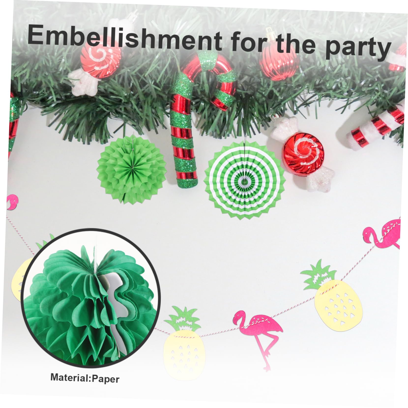 Ciieeo 3 Sätze Hawaiianisches Party Set Teilig Pull Flag Papierblumen Flamingos Ananas Tischdeko für Geburtstags und Sommerfeiern Fotohintergrund Langlebiges Material Festliche