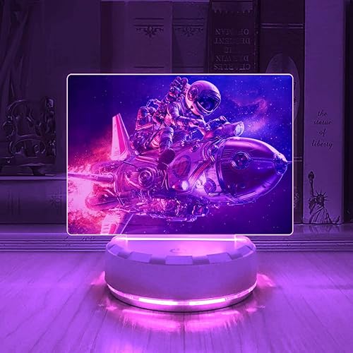 Miniatura 3 de Ancfun Astronauta y Rocket in The Space Lámpara de escritorio LED, vehículo de ciencia ficción, decoración de habitación, luz nocturna LED