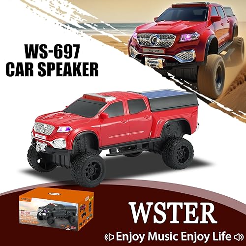 Miniatura 2 de WS-697 Pickup Truck Bluetooth Replica Altavoz - Altavoz solar inalámbrico para automóvil con luces LED, TWS estéreo, radio FM, reproducción USBTF,