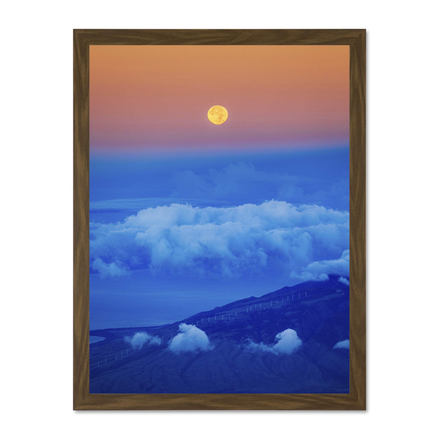 Repponen Haleakala Volcano Moon Large Framed Art Print Poster Wall Decor 18x24 inch