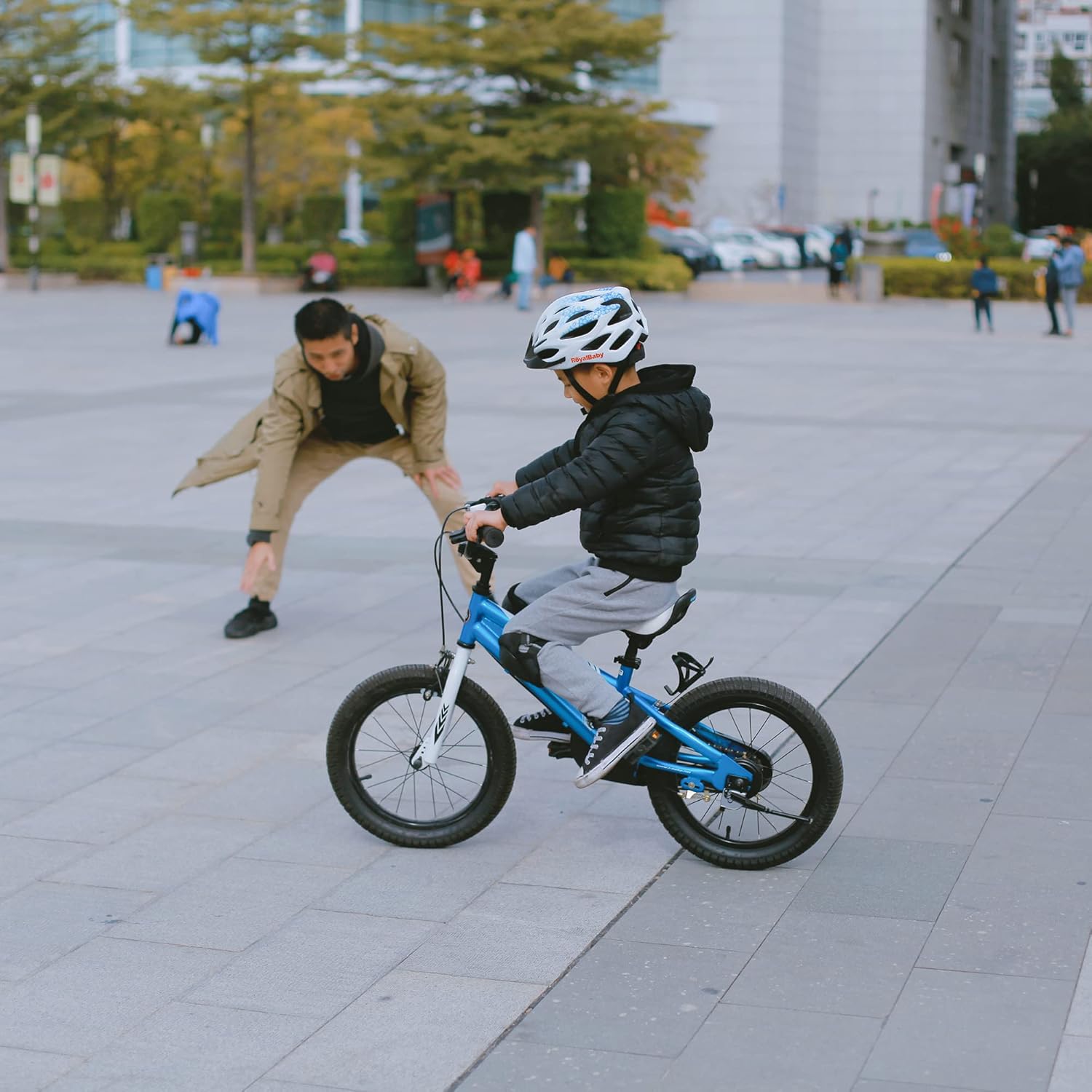 Royalbaby 16" & 18" Kids Bikes Bundle - BMX Freestyle Bicycles with Training Wheels, Brakes, Blue Color