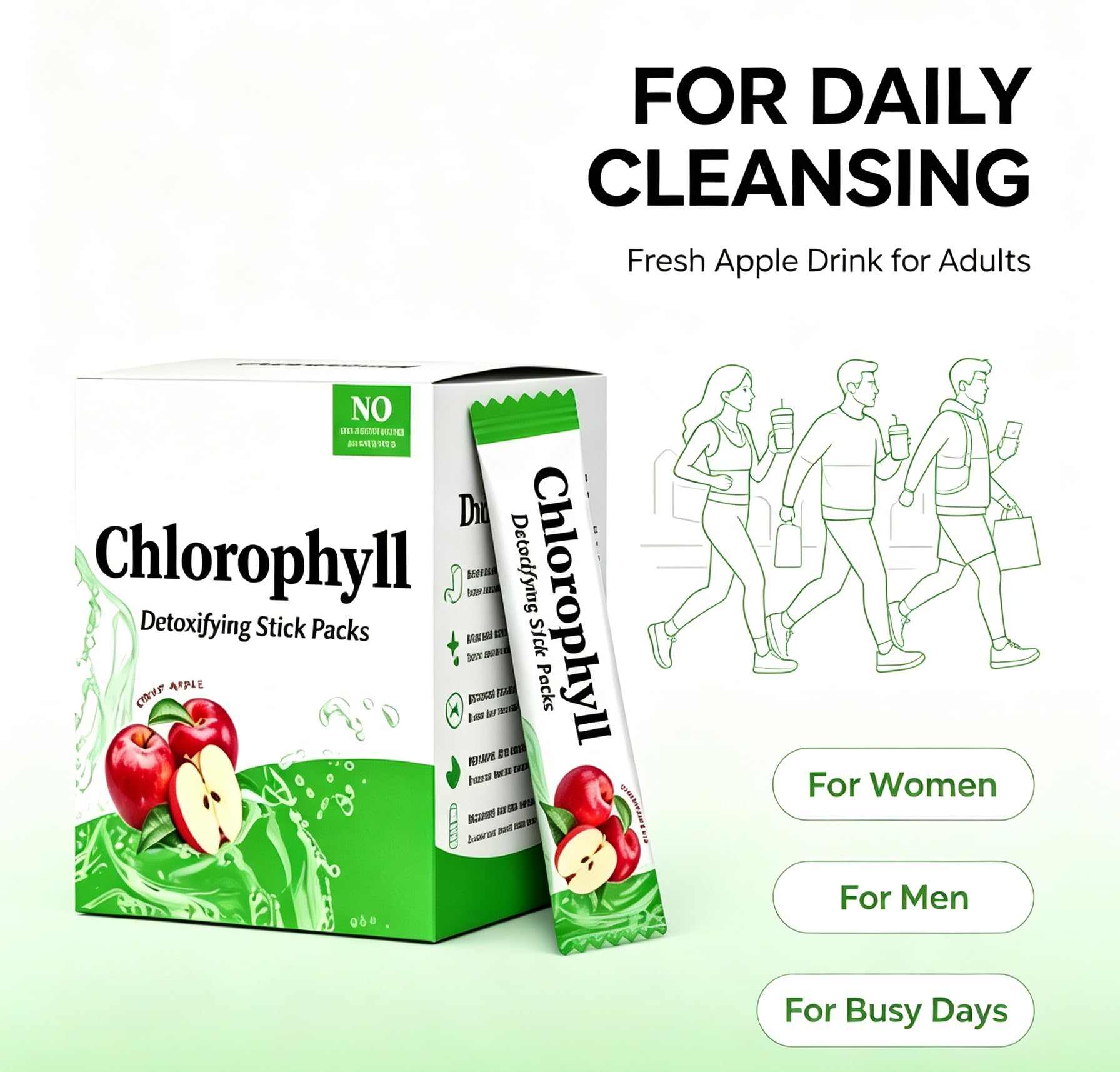 Chlorophyll-Stick-Packs, Entgiftung und Stärkung des Darms,2 Stück