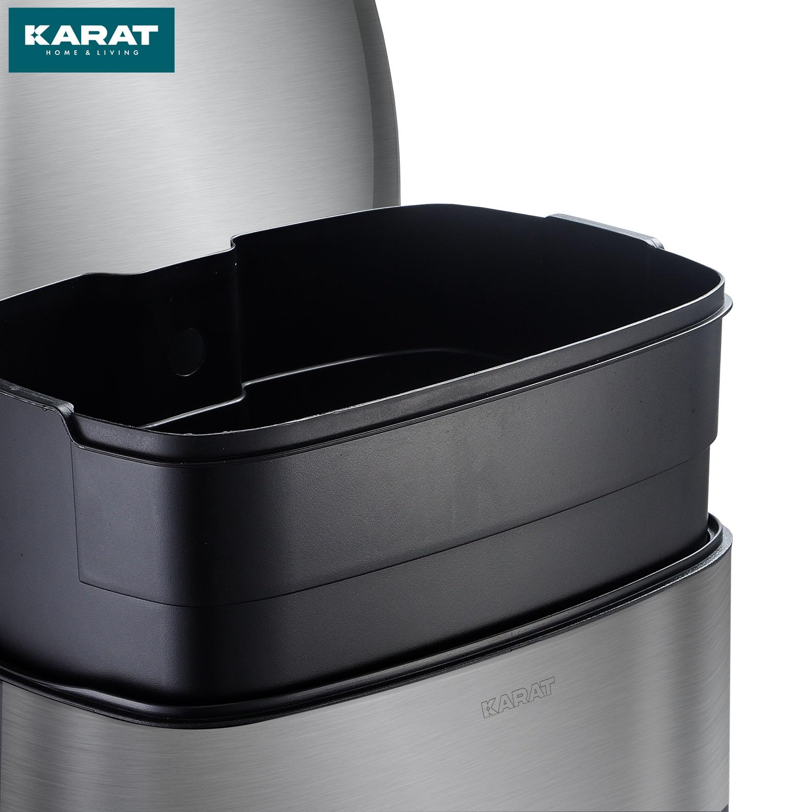 KARAT Mülleimer Silber 30 Liter - Abfalleimer aus Edelstahl - Mülltrennsystem für Küche - (Dustin)