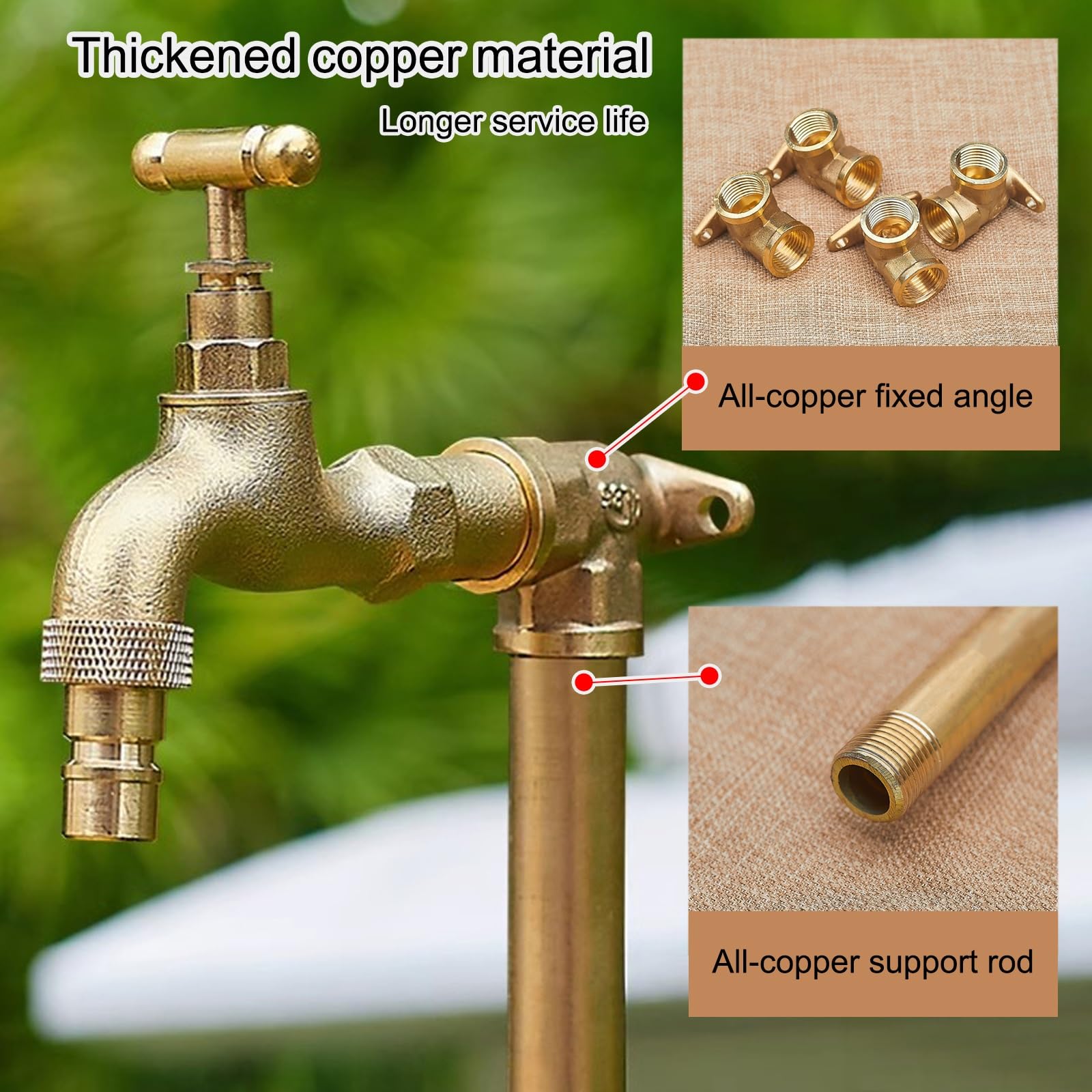 Columna de agua de jardín con grifo, fuente al aire libre, estación de riego y lavado, soporte de manguera de 60 cm de alto para un fácil riego y cuidado del jardín