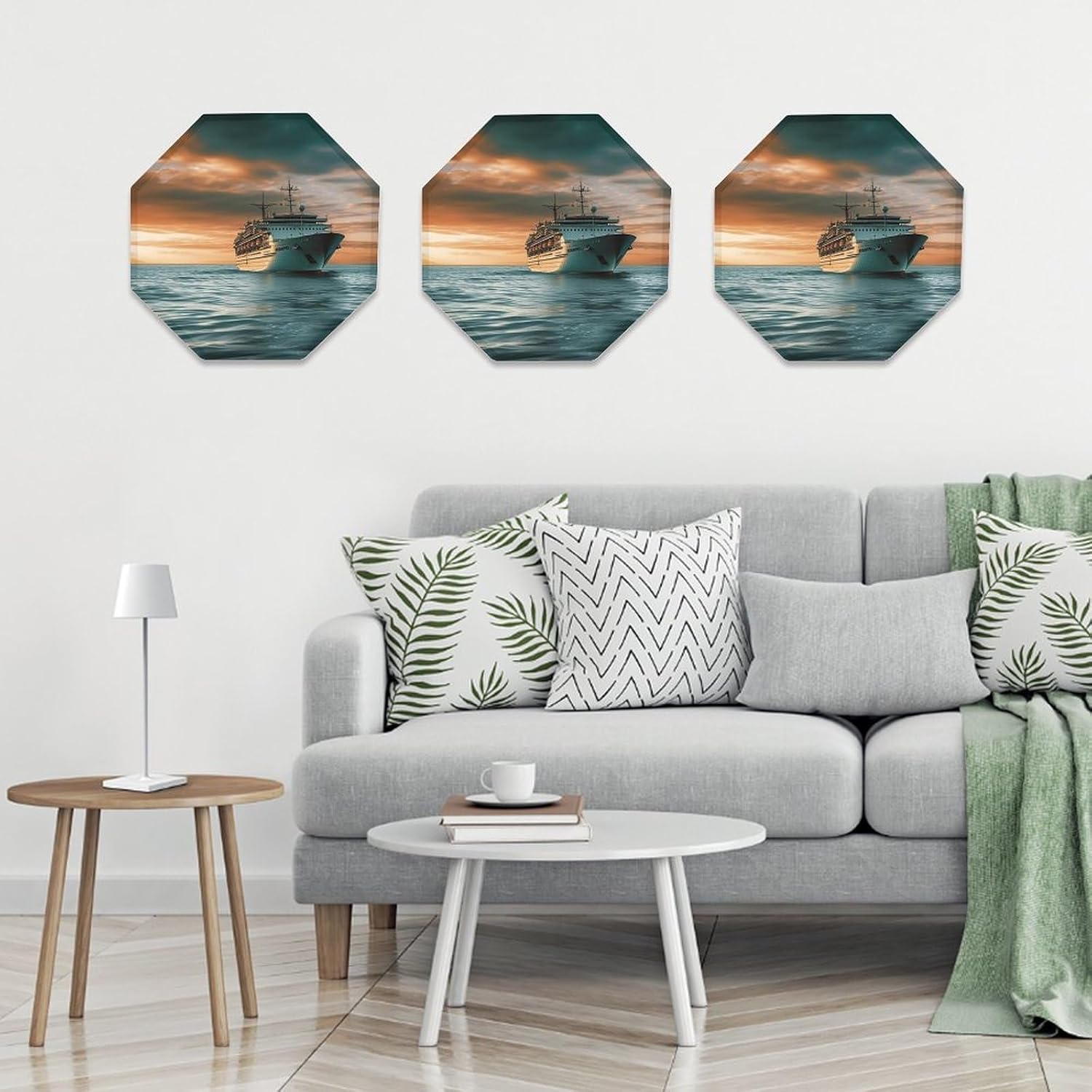 Ctagon Metal Sign for Home, Modern Display Plate for Kitchen, Cruise Ship Plates Accent Hanging Wall Decorations 3PCS for Living Room, Bedroom, Hallway, Hotel