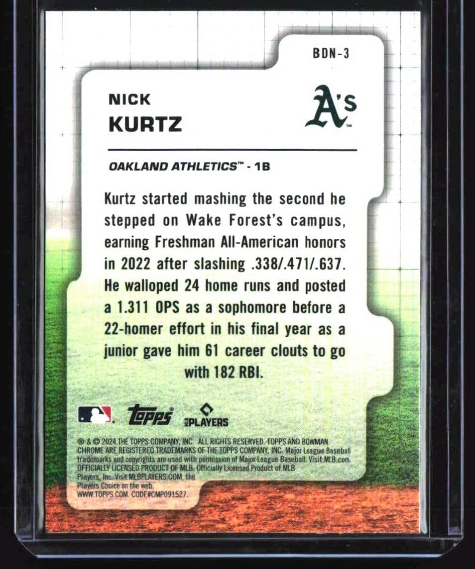 2024 Topps Bowman Draft Nick Kurtz #BDN3 Draft Night Athletics Rookie RC Baseball Card