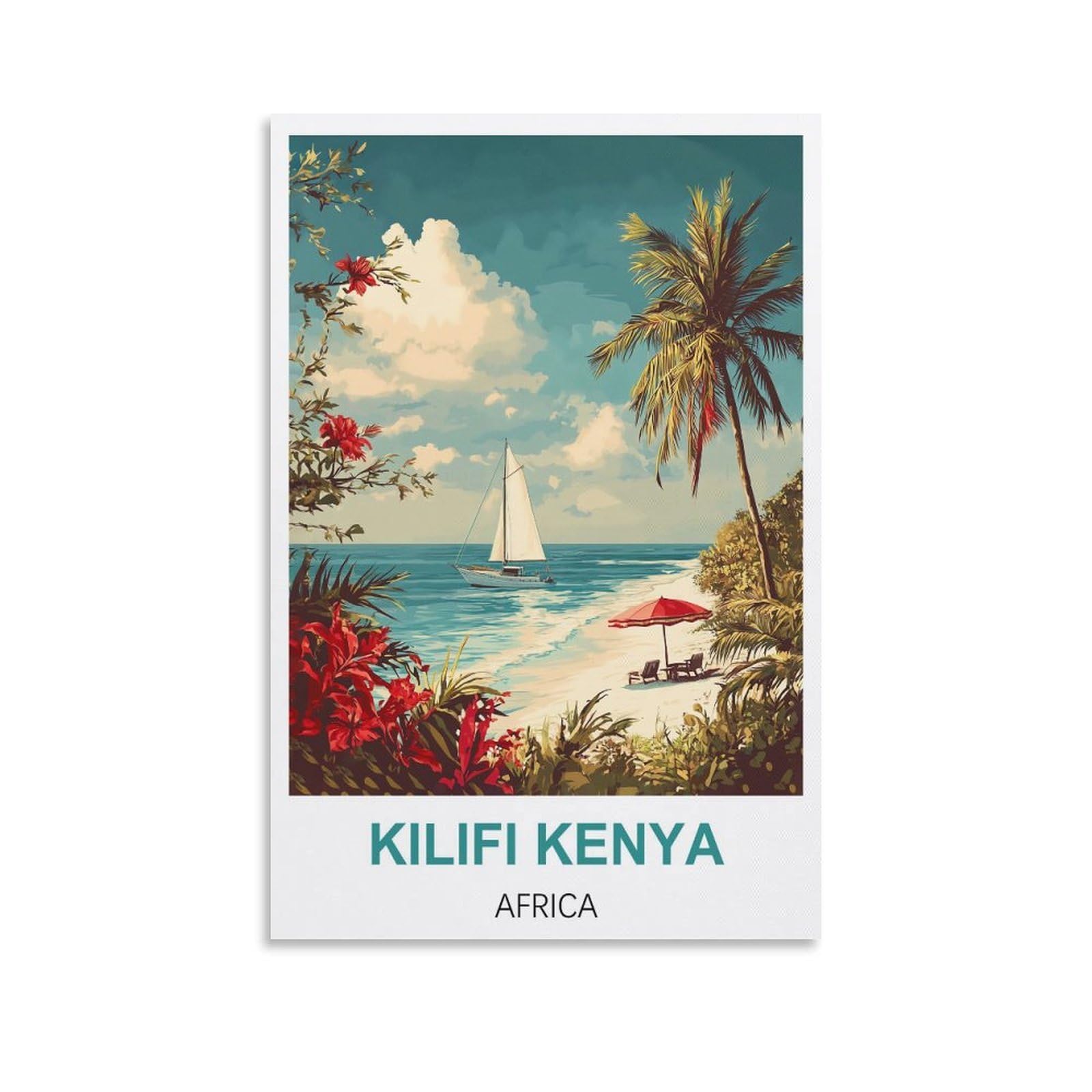 NHGEQAA Kilifi Kenya Africa Vintage Travel Posters 12x18inch(30x45cm) Canvas Wall Art Print Picture