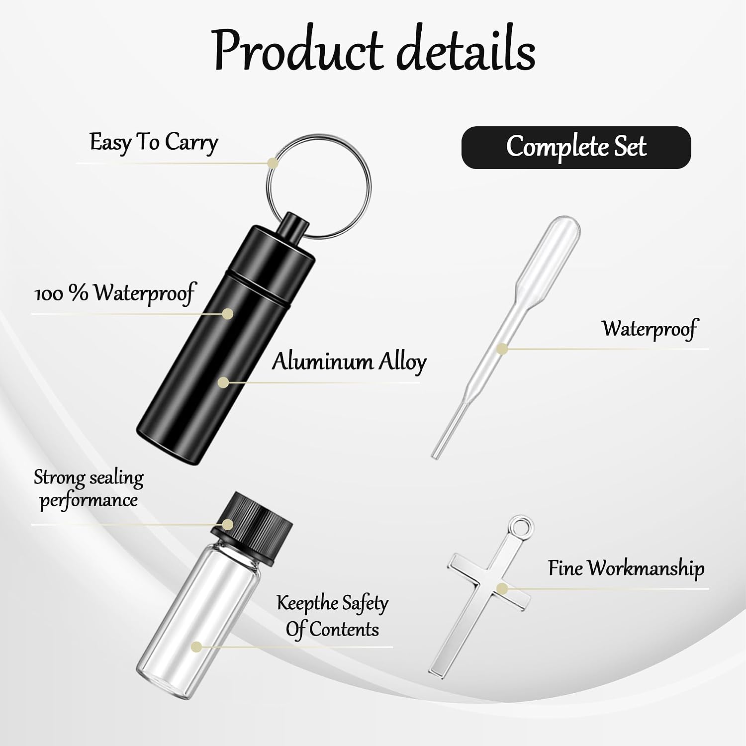 10 Pcs Holy Oils Bottle Anointing Oil Bottles Keychain Vial with Eyedropper Cross Pendant for Travel Baptism Favor Church Wedding Communion Favor (Black)
