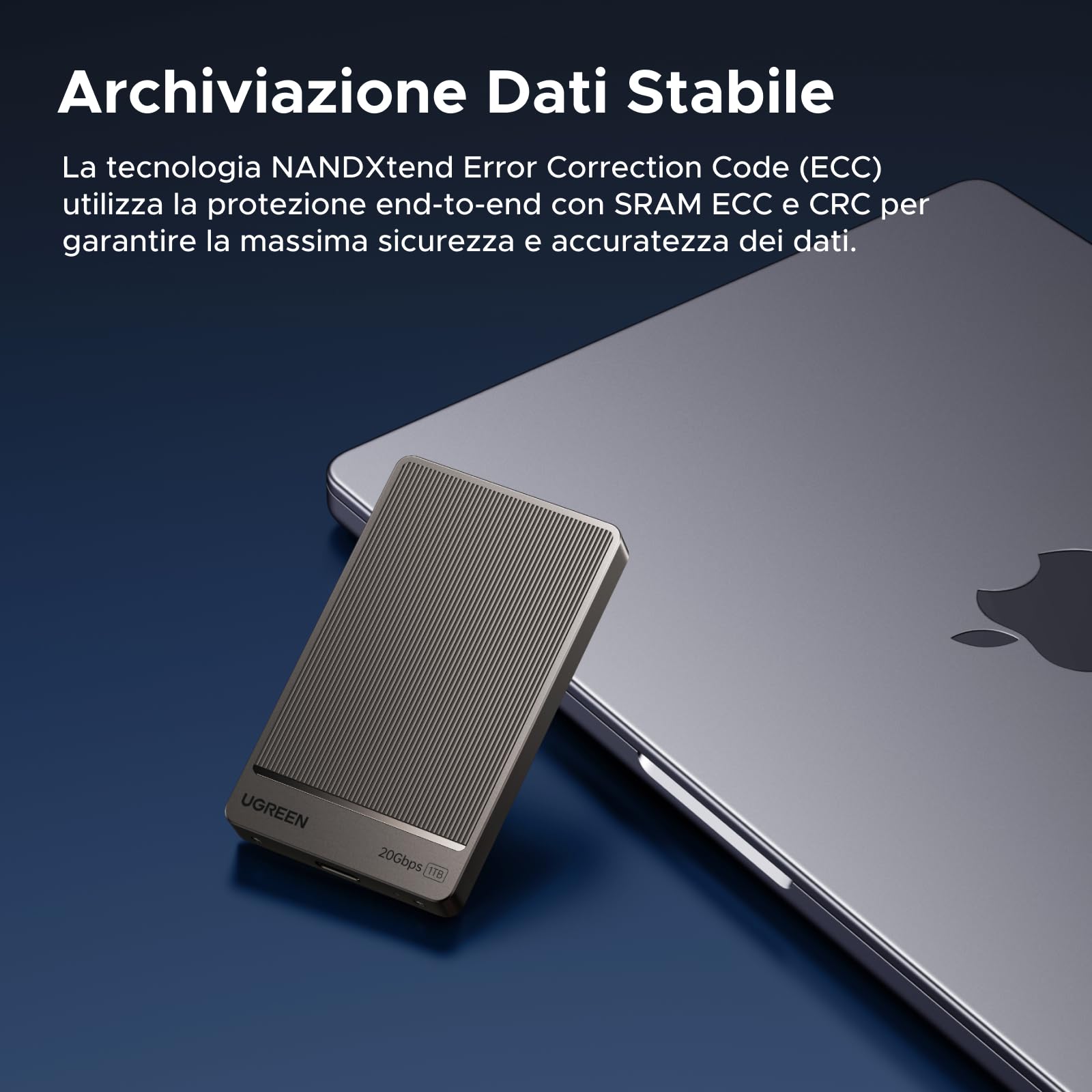 UGREEN SSD Extreme Portable 1TB Velocità di Trasmissione | 20Gbps USB 3.2 Gen 2Compatibile con Mac PC Telefono Playstation Xbox
