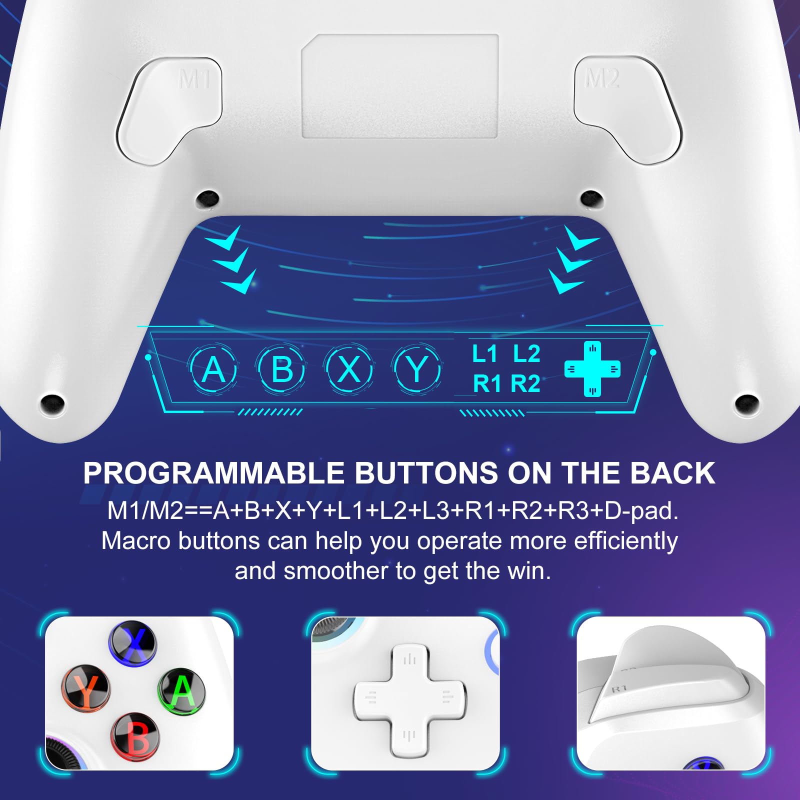 Diswoe Manette pour Switch/Switch Lite/OLED/PC, Pro Controller pour Switch, Manette pour Switch sans fil avec 7 couleurs LED RVB Fonction réveil Turbo, Gyro Axis, réglable, vibration, capture d'écran
