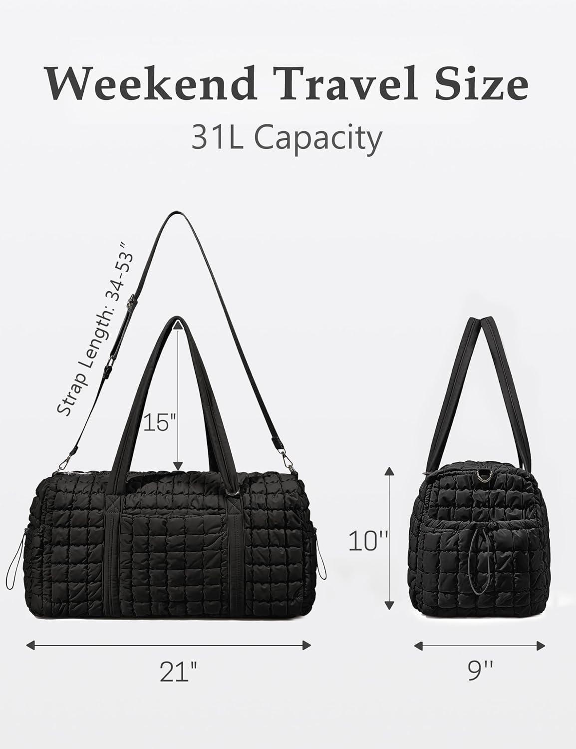 Quilted Travel Duffle Bag for Women Medium Weekender Bag Puffer Overnight Bag Large Soft Puffy Duffel Bag Carry-On Gym Bag Lightweight Personal Item Travel Bag for Trips Business Sport Airplane - Image 3