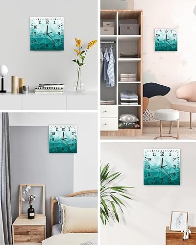 Miniatura 3 de Reloj de pared cuadrado geométrico irregular, silencioso, sin tictac, funciona con pilas, reloj de madera para el hogar, sala de estar, oficina,