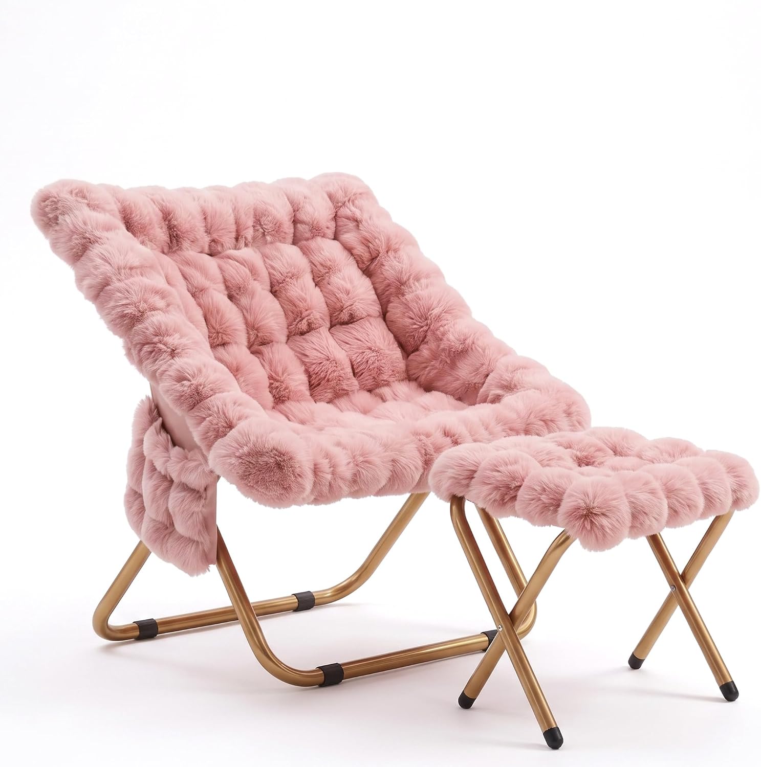 Kasunpul Comfy Saucer Chair, Soft Faux Fur Oversized Folding Accent Chair, Lazy Chair for Teens Adults