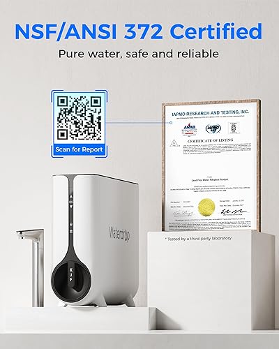 Miniatura 3 de Waterdrop Sistema de ósmosis inversa, dispensador instantáneo de agua caliente, 600 GPD, reduce PFAS, sin tanque, 21 puro para drenar, debajo del