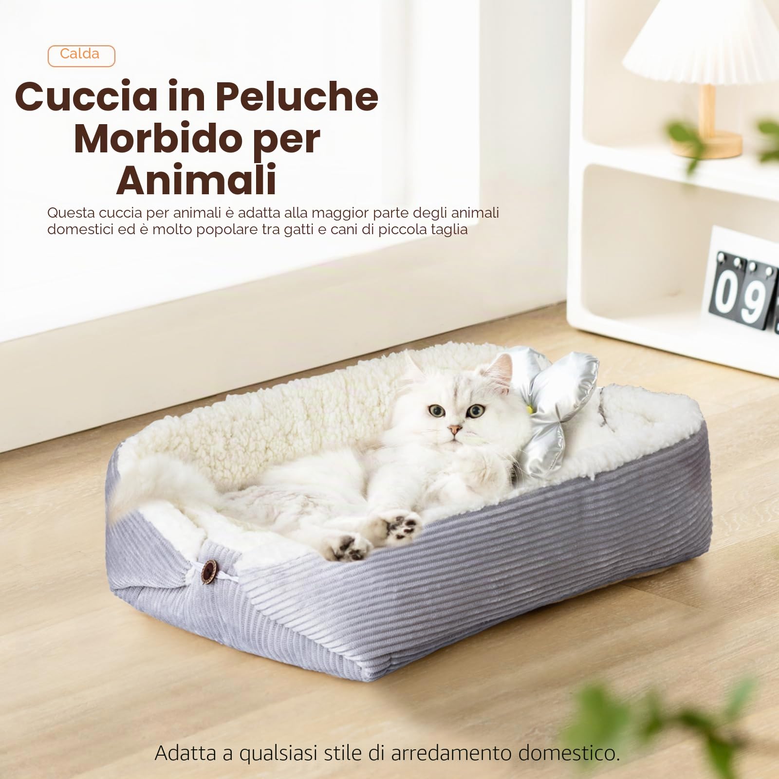 Letto per Gatti Auto-riscaldante per Gatti Grandi e Piccoli Cani - 60x45 cm Letto per Gatti Lavabile, Reversibile e Convertibile per Gatti da Interno, Morbido Cuscino per Animali Domestici in