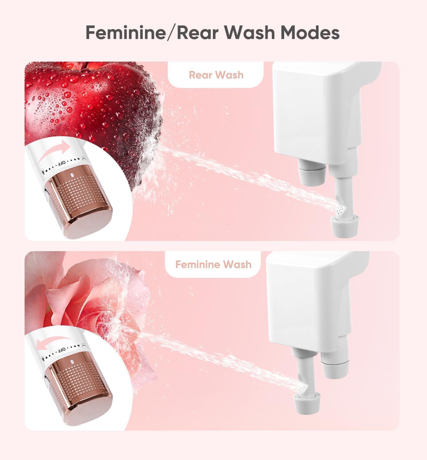 Ultra-Slim Bidet Attachment, Posterior&Feminine Wash-(Retractable Dual Nozzles), Non-Electric Bidet Attachment for Toilet Seat, Adjustable Fresh Cold Water Pressure, Stainless Steel Inlet (Rose Gold) image 2