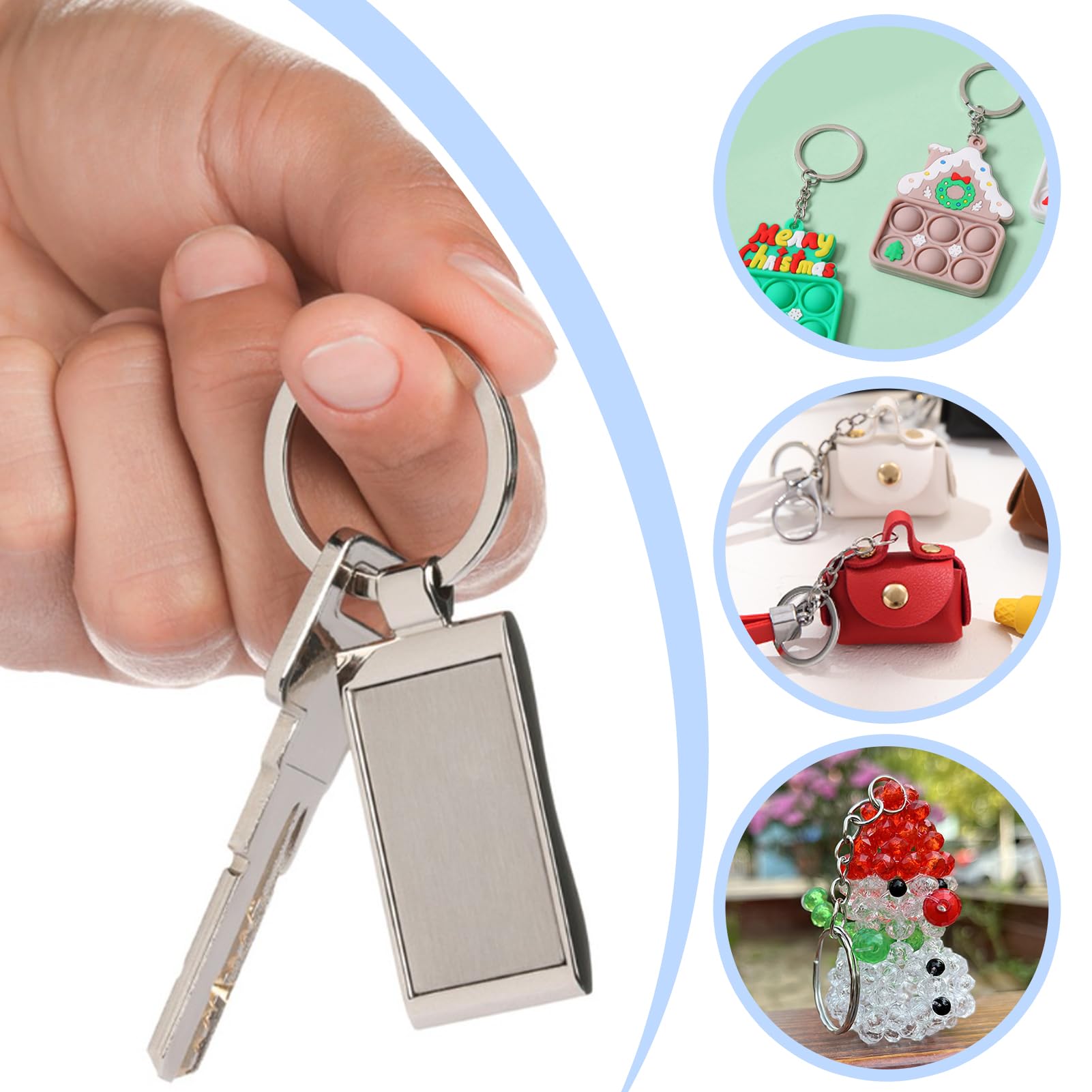 50 Anelli Portachiavi Acciaio Inox - 5 Misure (15-30 Mm), Superficie Liscia, Per Chiavi, DIY, Animali - Foto 7