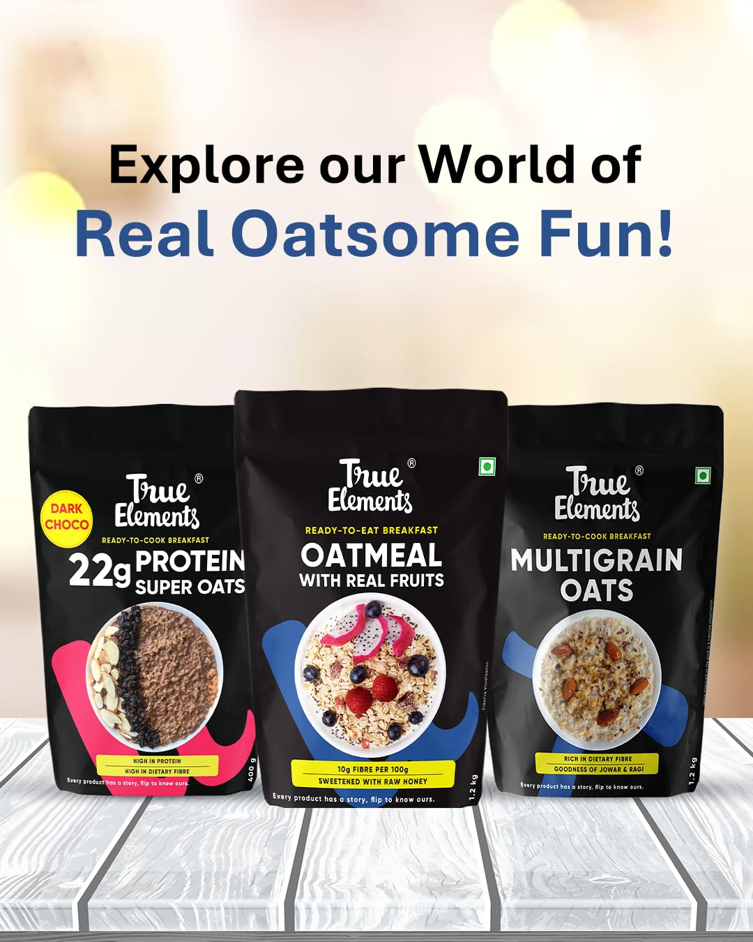 True Elements Multigrain Oatmeal 35 Oz - With goodness of Oats & Flakes | No Added Sugar | Oatmeal for Breakfast