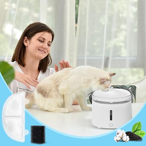 Miniatura 7 de Homefio Filtro de fuente de agua para gatos para fuente de agua inalámbrica WF20CF20, repuesto para dispensador de agua para perros de 68 oz2 l (3