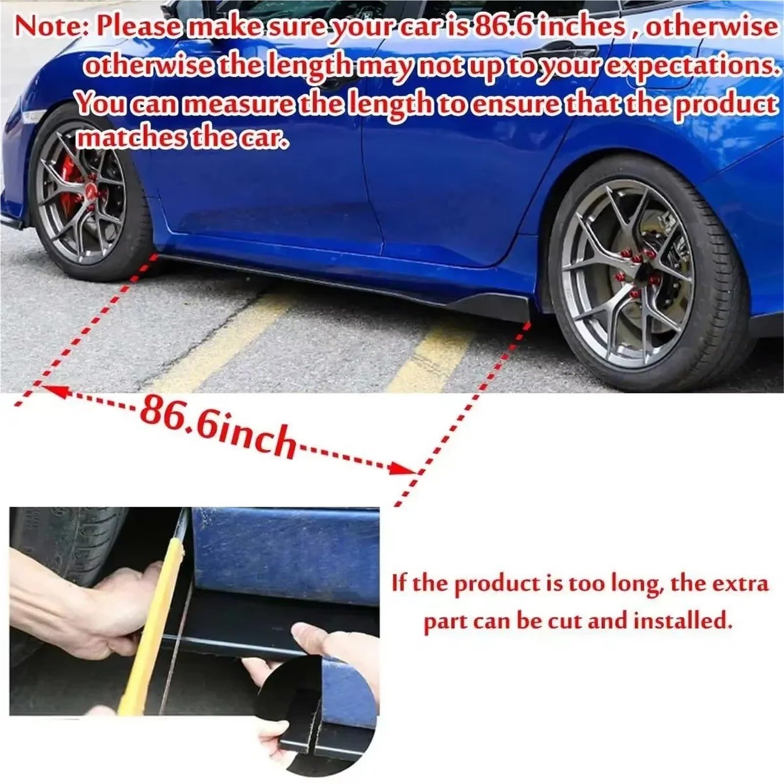 Faldones Laterales para VW Golf 8 MK8 GTI MK8 ID 4 ID 6 Faldones Laterales Universales De 2,2 M Divisores De Balancines Difusores Y Alerones Falda Lateral(Gloss Black 2m)