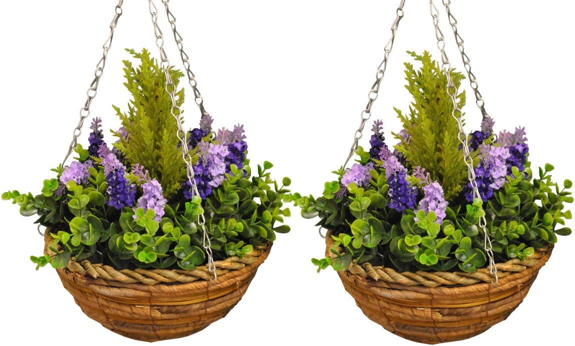 Selections Pack of 2 Artificial Hanging Baskets (Lavender)