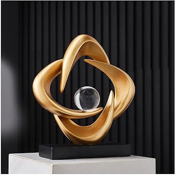 Modern Abstract Sculpture Decoration White, Living Room Table Decorative Items, Bedroom, Apartment, Room Decoration Sculptures, Resin Statue,Gold a