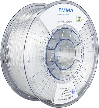 PMMA Filament, Transparent Filament 1.75mm Suitable for FDM 3D Printer, 1kg Spool, Polymethylmethacrylate