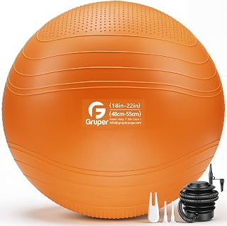 Gruper Yoga Ball, Extra Thick Non Slip Exercise Ball for Workout, Yoga, Pregnancy, 4…