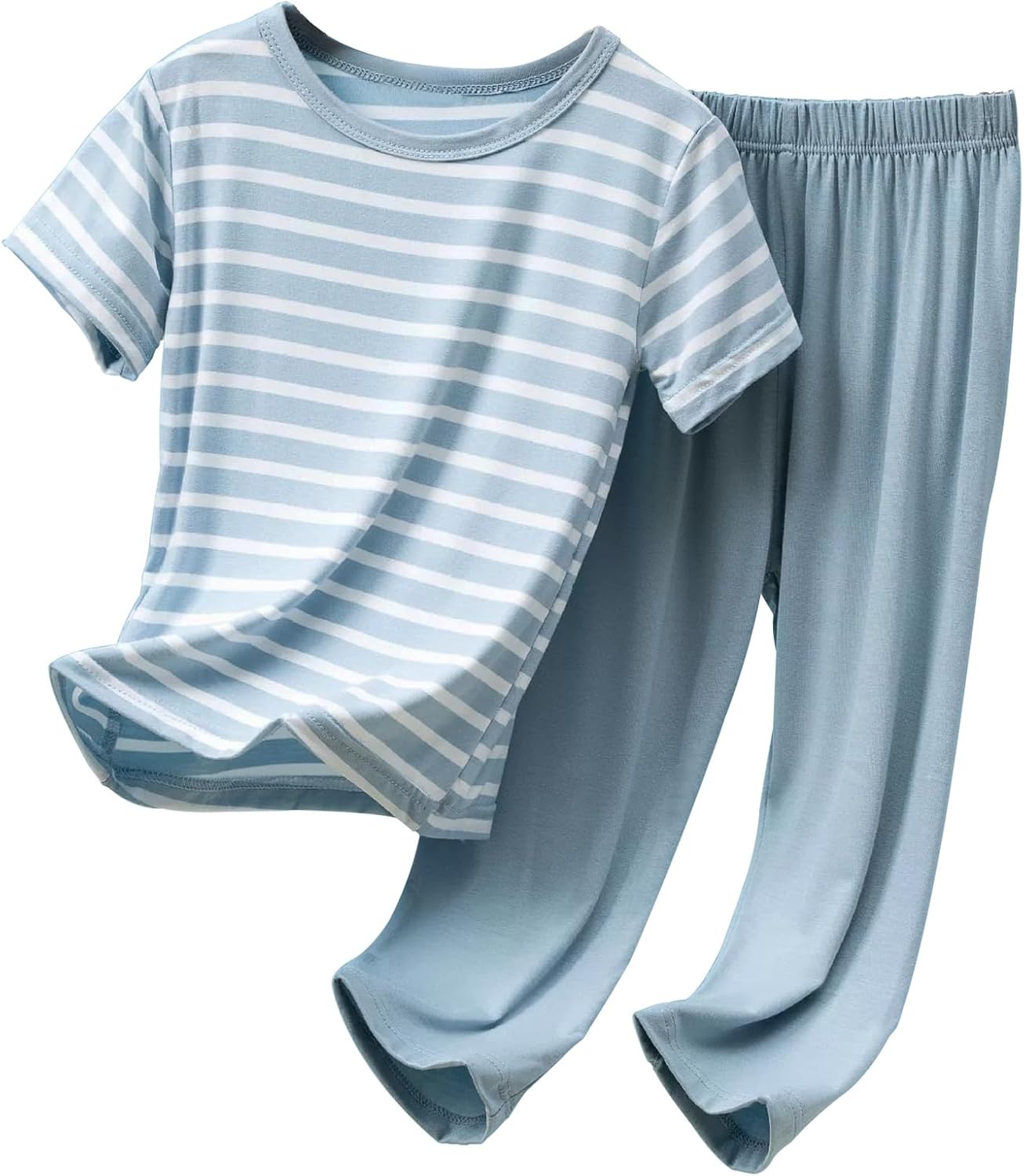Umeyda Boys's Summer Pajamas Striped Short Sleeved+Long Pants Sets Modal Pjs