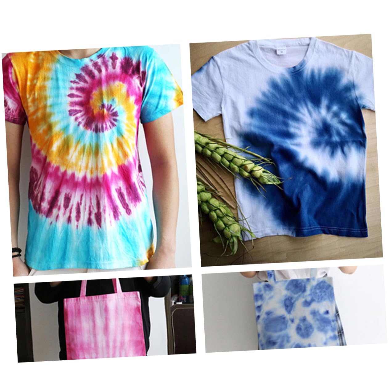 HOMSFOU DIY Craft Supplies Tie-dye Pigment Set 5 Solid Colors Elastic Ring Gloves Shaker Scoop for Home Art Projects