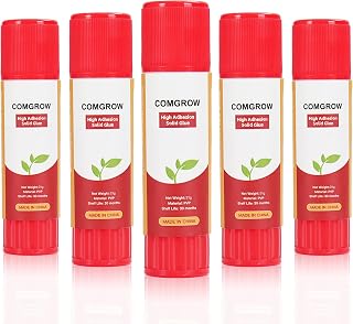 Comgrow 3D Printer Glue Stick 5 Pack, Warping Reducing 3D Printer Glue Stick for Hot Bed 3D Printer Bed Adhesive PVP Solid for PLA/ABS/PETG/PC/PA/TPU 21g/0.74oz