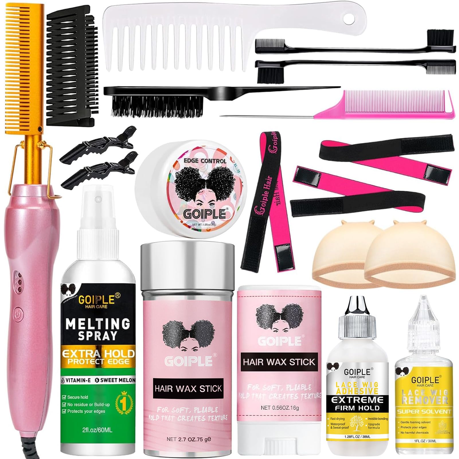 Goiple Electric Hot Comb Pink Kit