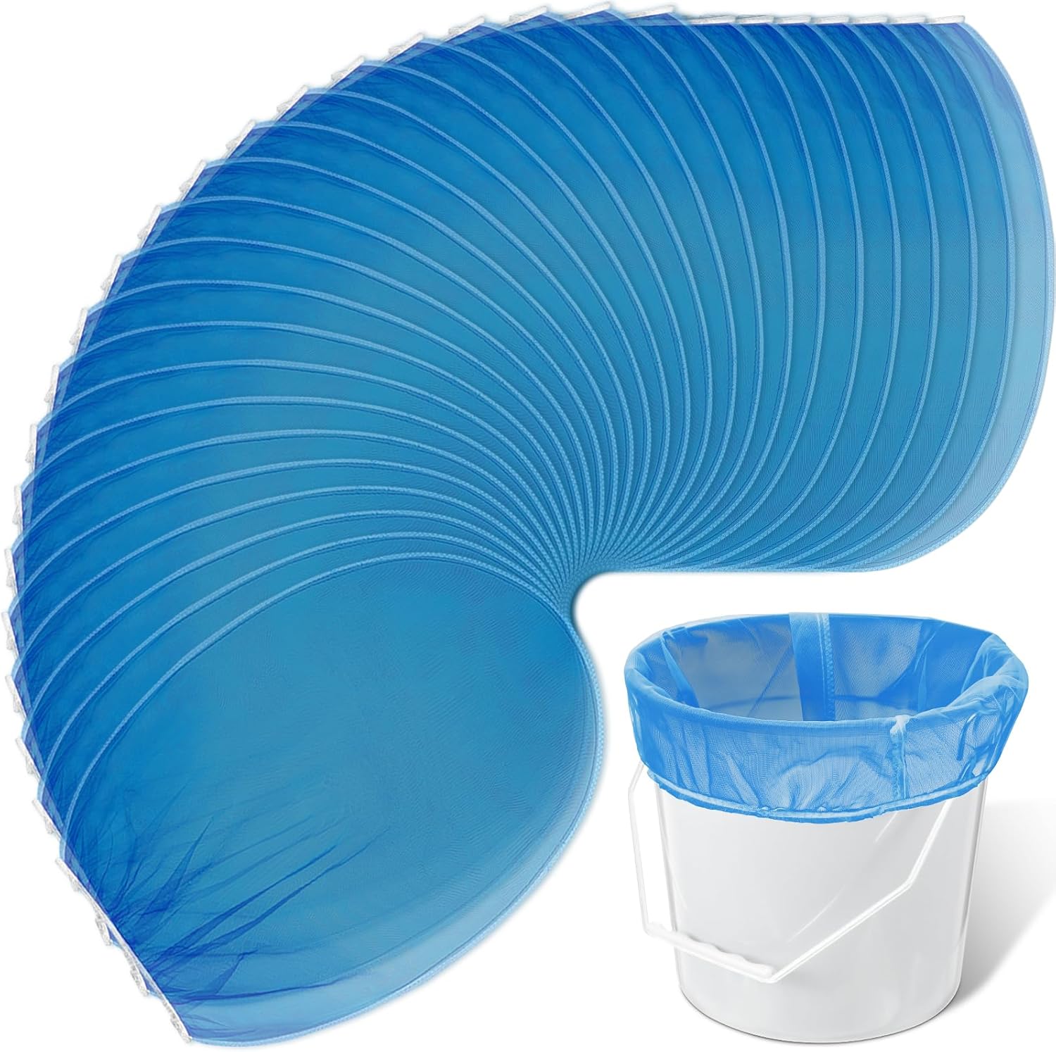 Windyun 60 Pcs Paint Strainer Bags 5 Gallon Fine Mesh Filter Bag Disposable Paint Bucket Strainer Mesh with Elastic Top Opening Hydroponic Filter Tool for Gardening(Blue)