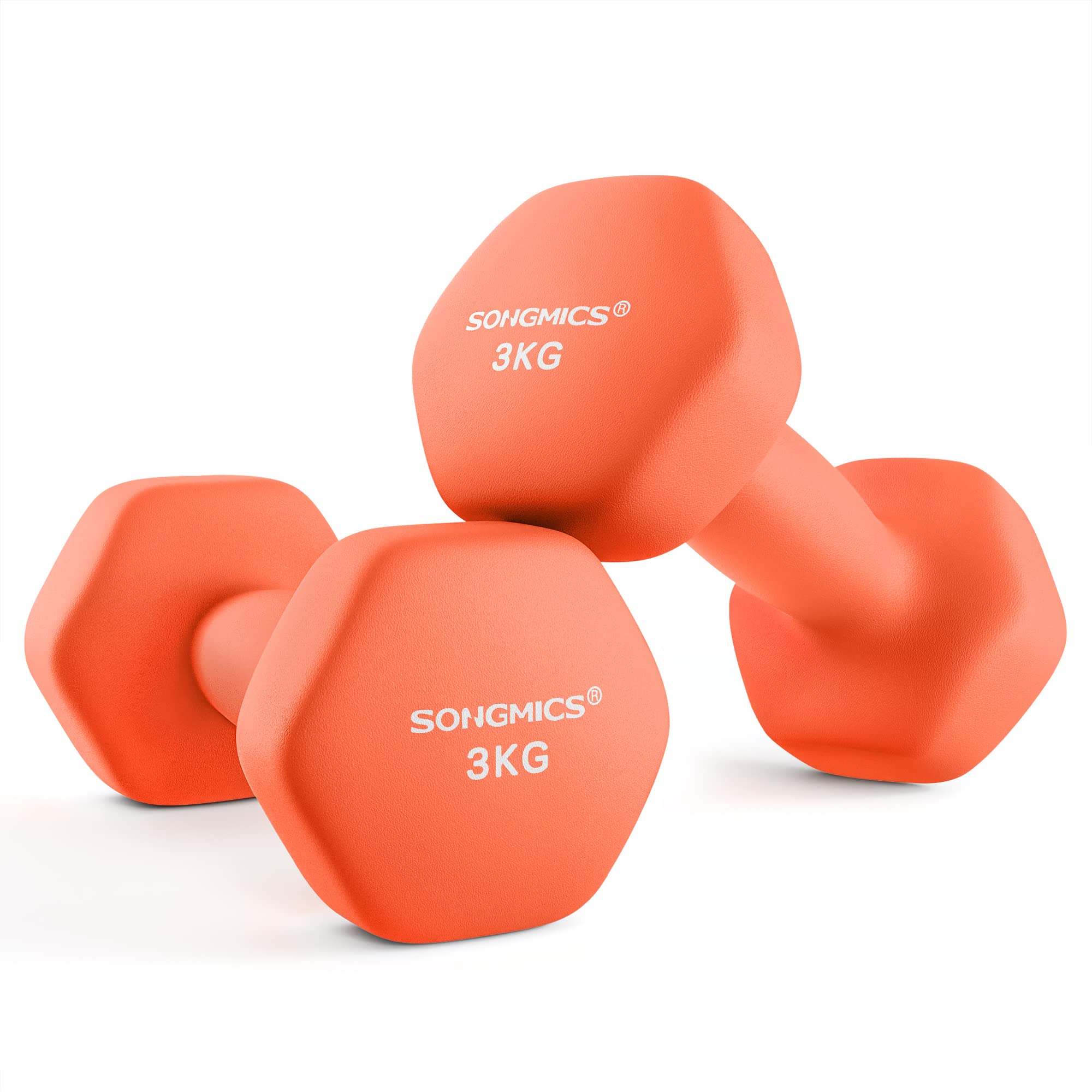 SONGMICS 2 Stück Hexagon Hanteln mit Neoprenbeschichtung für Krafttraining, Fitness, Zuhause