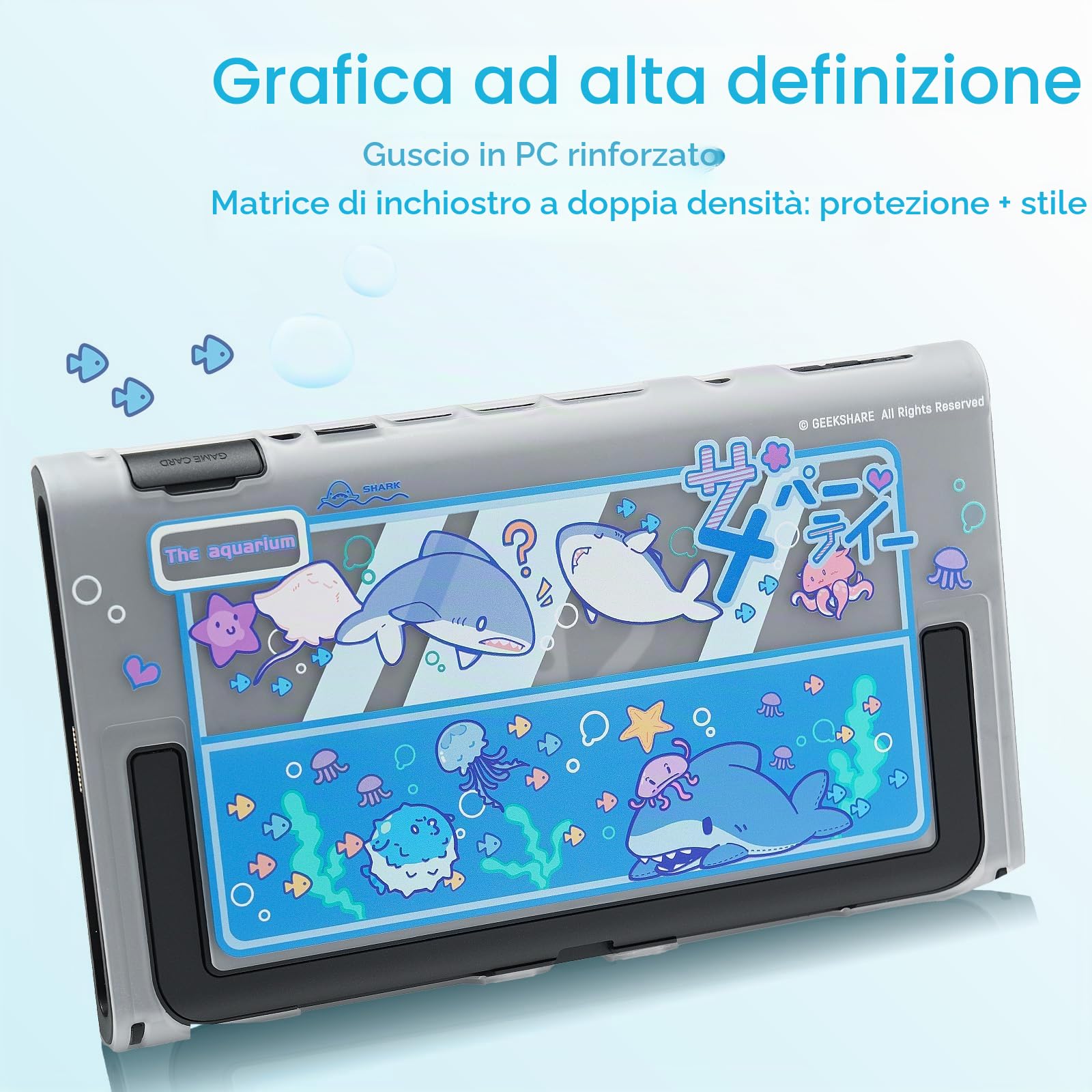 GeekShare Custodia sottile compatibile con Switch 2, assorbimento degli urti e antigraffio in PC per console di gioco Switch 2 - Shark Party