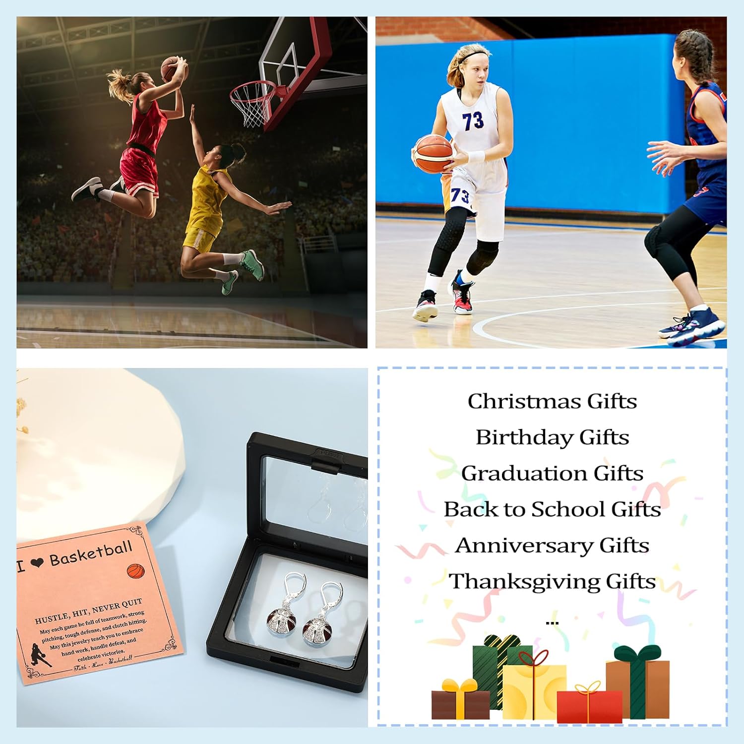 Easter Basket Stuffers - Volleyball/Soccer/Football/Basketball/Tennis Drop Sport Earrings for Women Hypoallergenic Earrings Jewelry Birthday Gifts for Sport Fans Game Day - Image 6