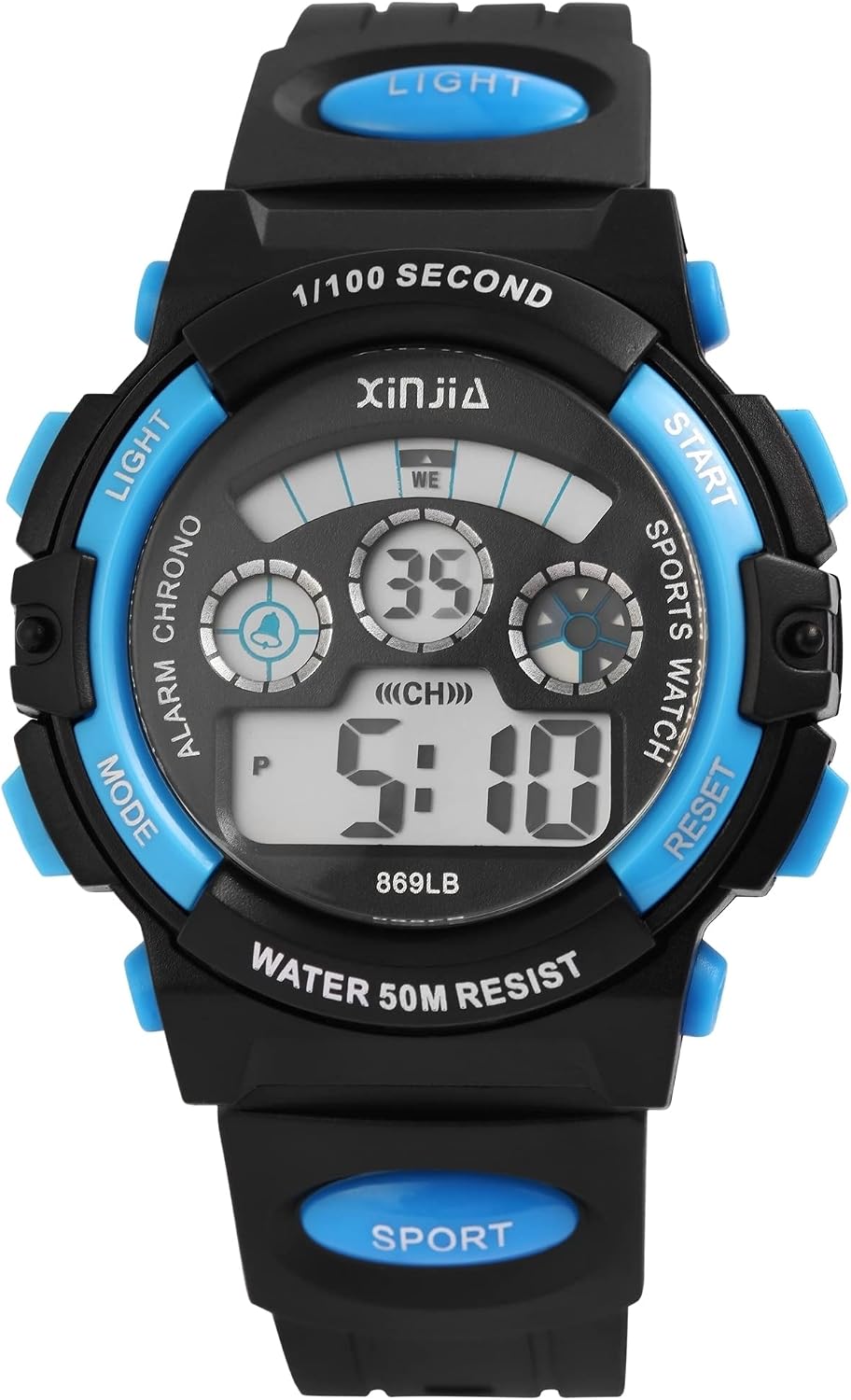 SINAR XB-47-1 Orologio Unisex Bambini E Ragazzi – Analogico Al Quarzo, Impermeabile 10 Bar, Cinturino In Silicone Morbido, Nero E Blu