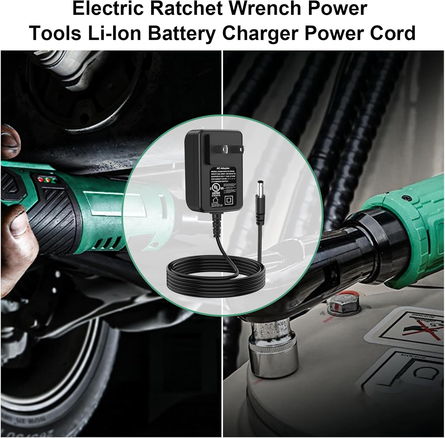 21V AC/DC Adapter Charger Compatible with KIMO Cordless Ratchet Wrench 3303, Electric Ratchet Wrench Power Tools DC21V 1.0Ah Lithium Battery Charger Power Supply Cord with UL Listed - Image 4