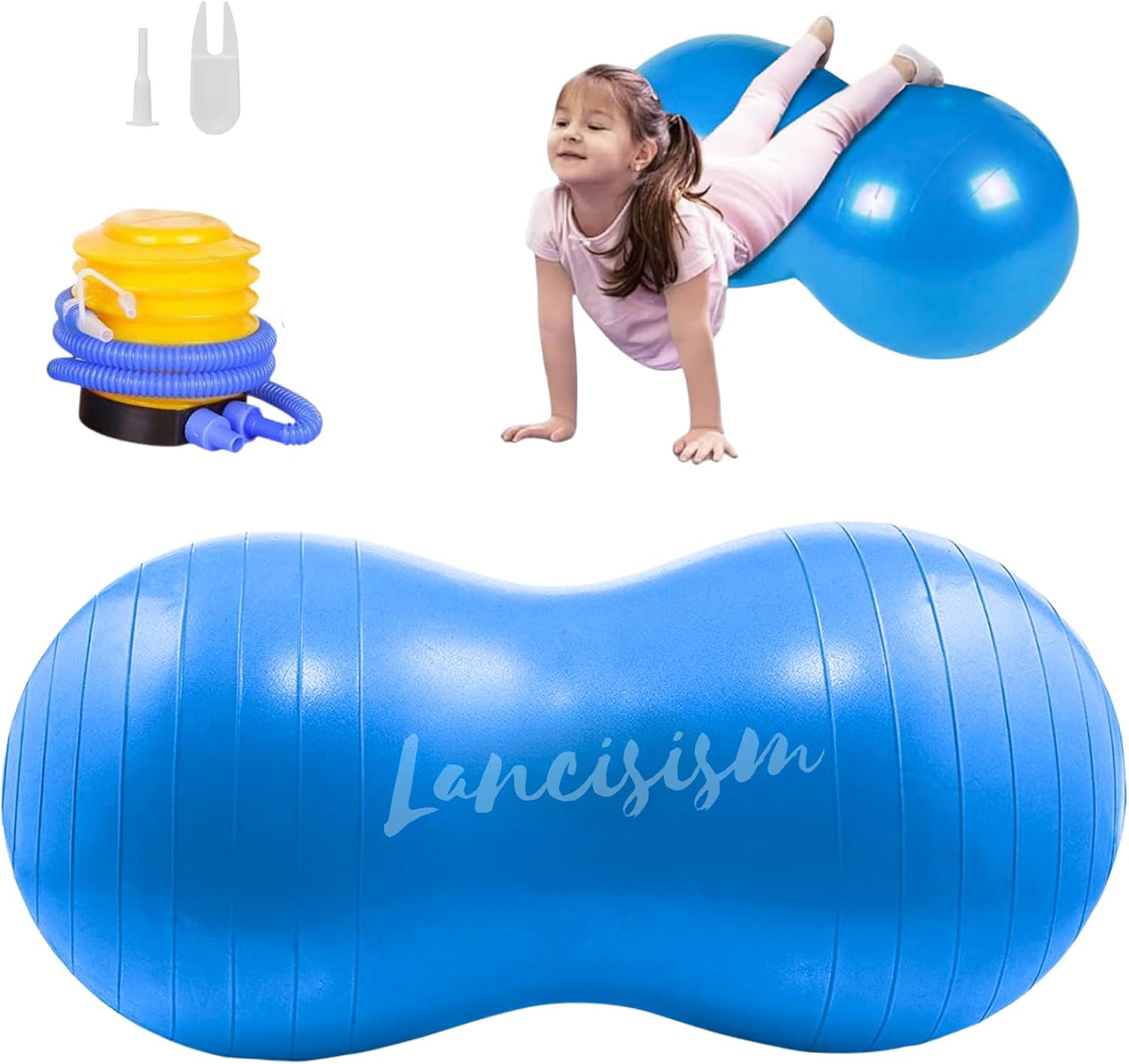 Peanut Ball for Physical Therapy 90 * 45cm with Pump, Lancisism Exercise Yoga Ball Enhance Balance Flexible Seating for Kids Adults Core Strength Training Labor Birthing